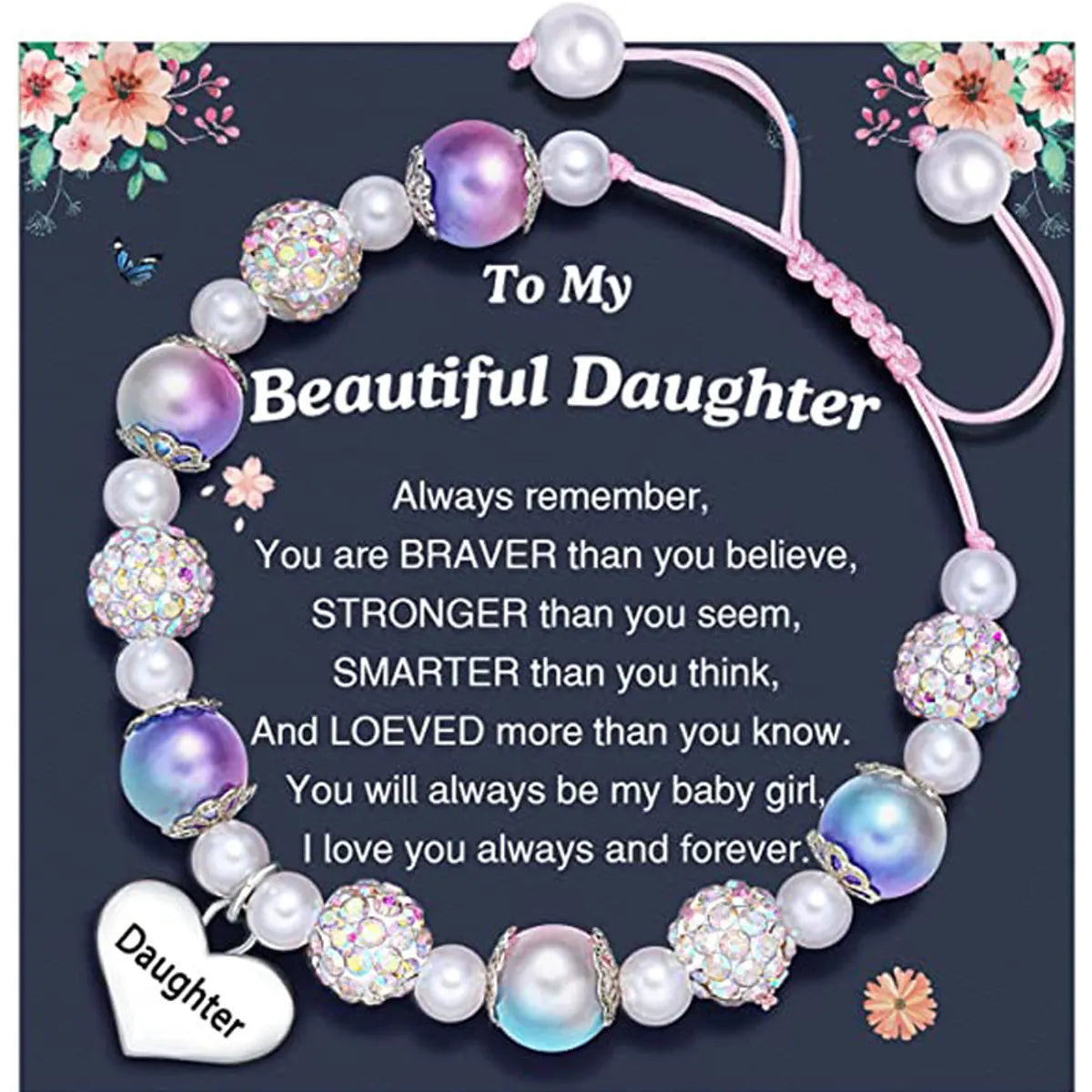 Engraved Daughter Blue Purple Daughter Card