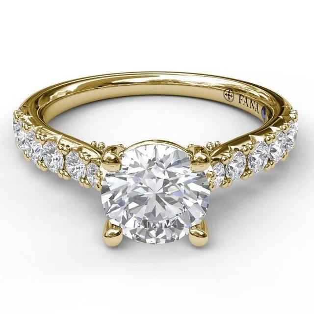 women's radiant-cut engagement rings-Classic Yellow Gold and Diamond Semi-Mount Engagement Ring by Fana