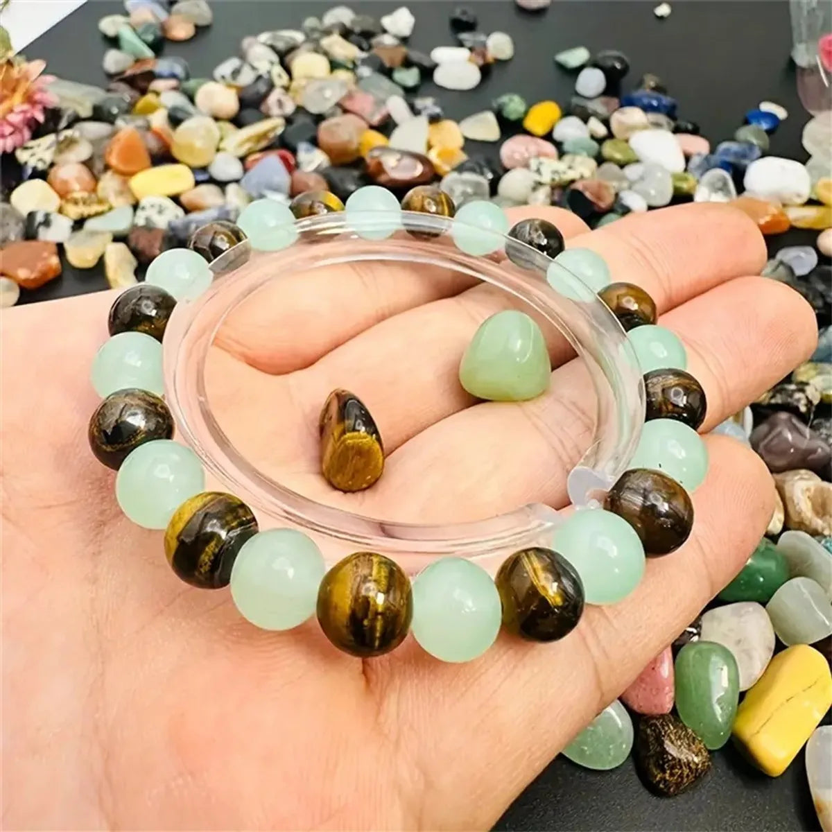 women's thin bangles-Classical Vacation Round Natural Stone Natural Stone Wholesale Bracelets