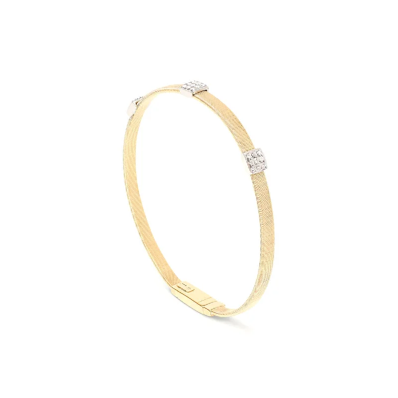 women's boho bracelets-Marco Bicego Masai Stackable Bracelet With Three Diamond Stations