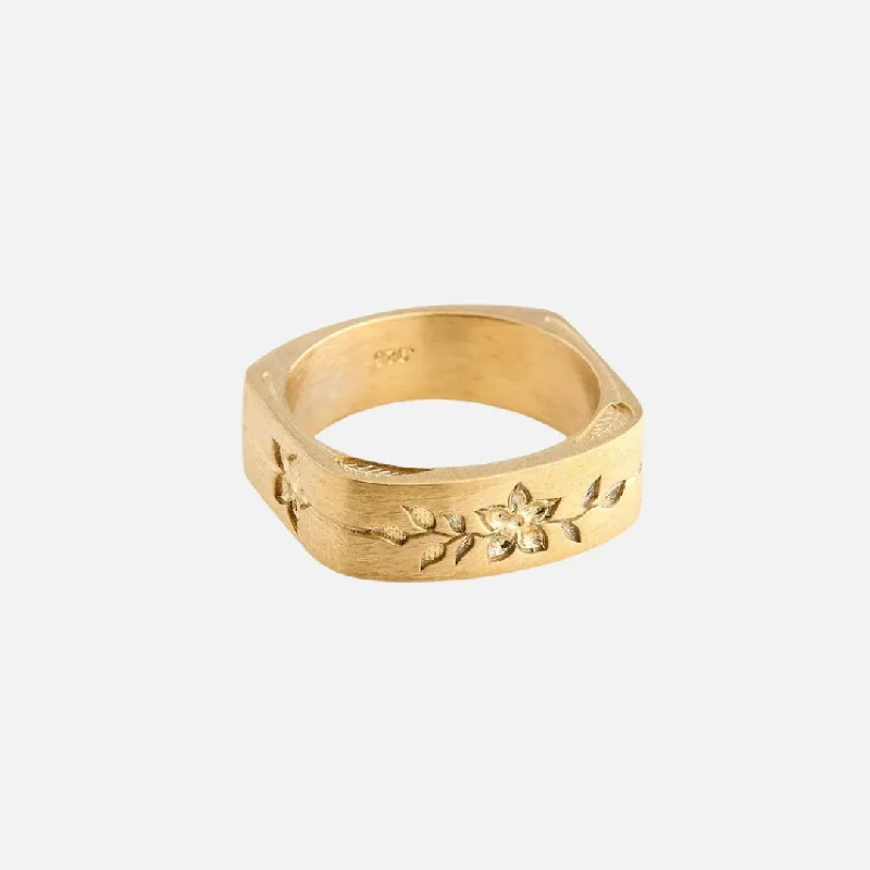 women's mother-daughter rings-Fleur Band, Gold