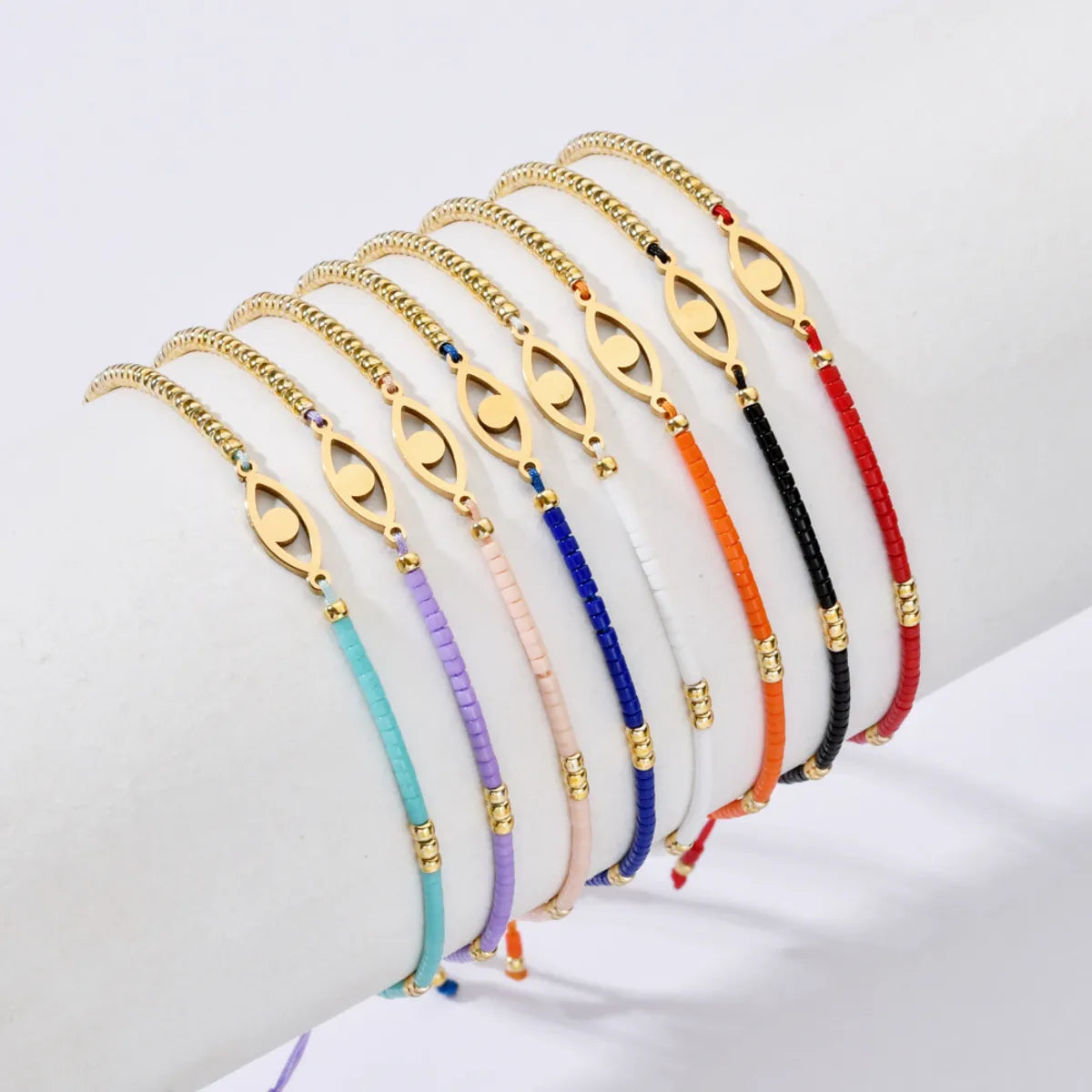 women's diamond bracelets-Casual Simple Style Eye 304 Stainless Steel Glass Rope Wholesale Drawstring Bracelets