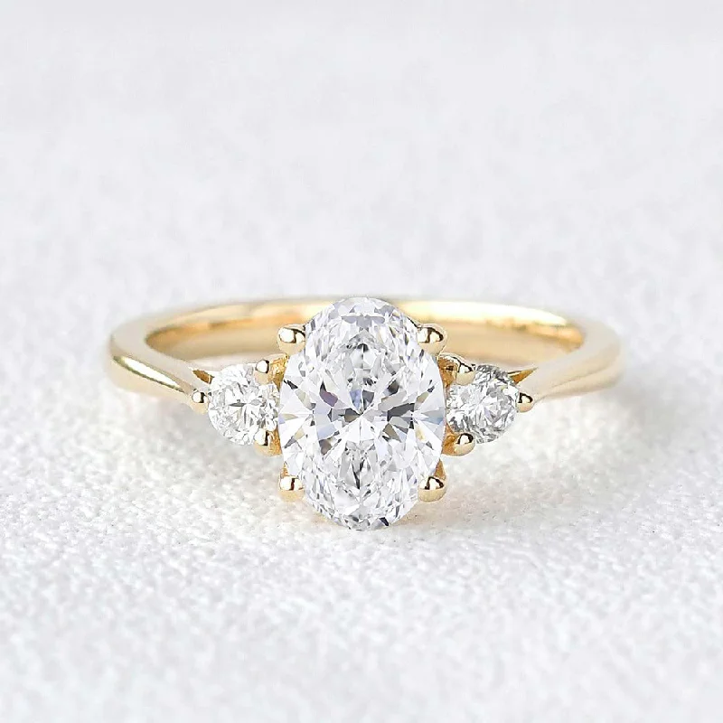 women's art deco engagement rings-0.8ct Classic Oval Three Stone Lab Grown Diamond Ring