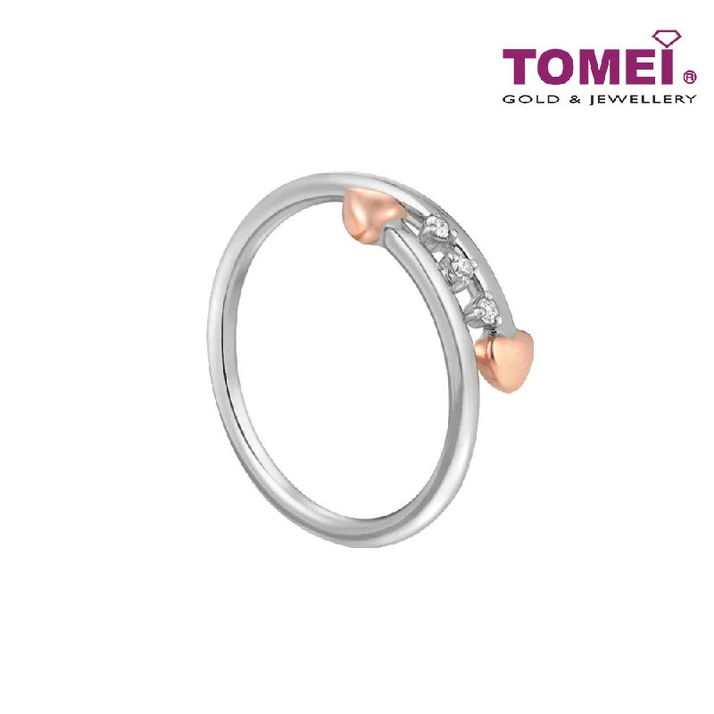 women's unique engagement rings-TOMEI Love Is Beautiful Collection Diamond RIng, White+Rose Gold 585