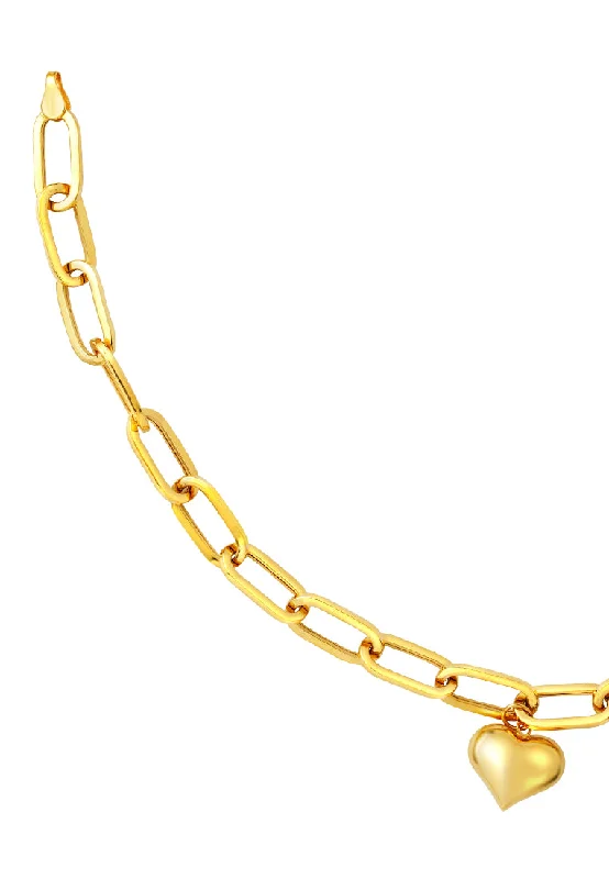 women's statement bracelets-TOMEI Lusso Italia Heartt Linked Bracelet, Yellow Gold 916