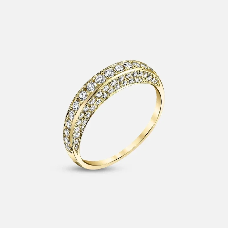 women's inspirational rings-Arc Ring with All Over Diamonds