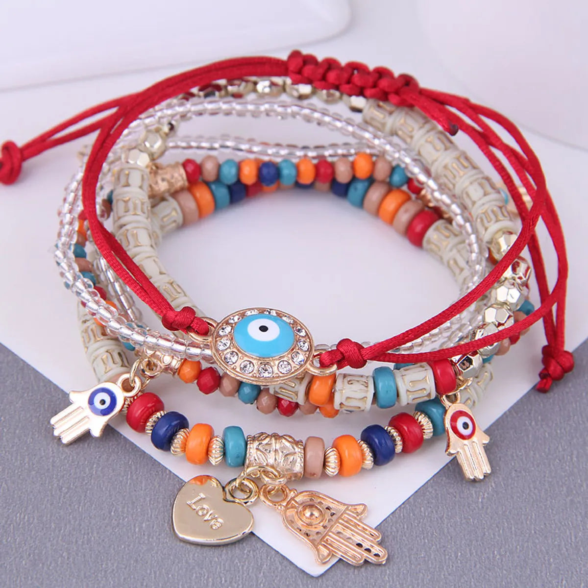 women's high-end bangles-Fashion Eyebrows Eyes Palms Beads Ladies Multi-Layer Bracelet