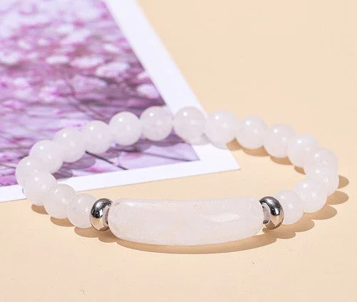 Natural White Jade Bridge Bracelet