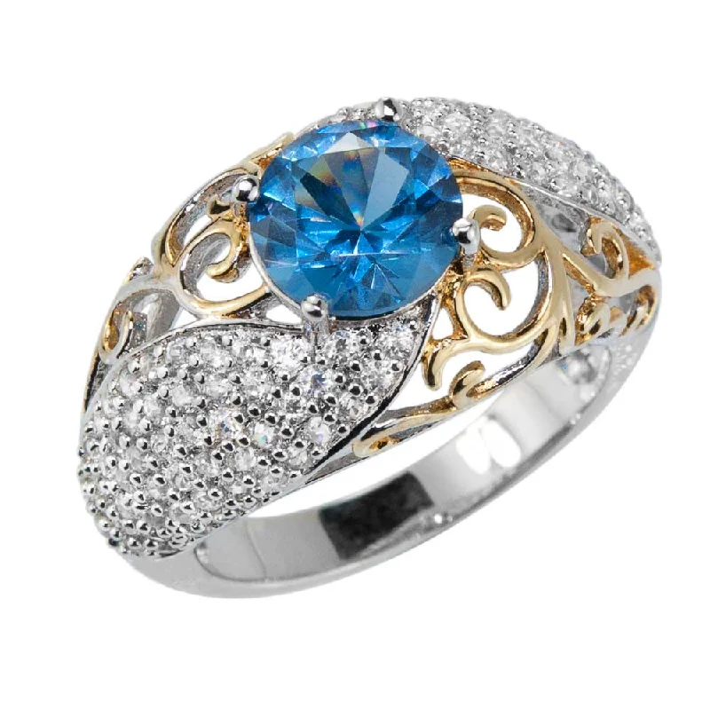 women's double-band rings-Blue Blush Vine Ring