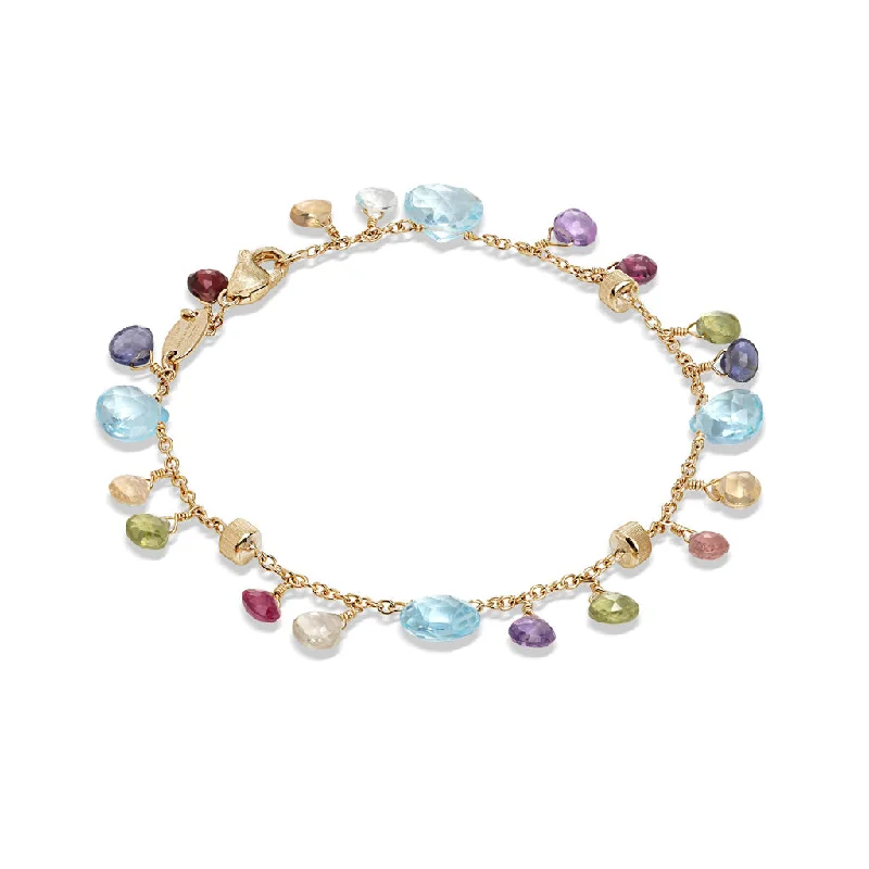 women's platinum bangles-Marco Bicego Paradise Blue Topaz And Mixed Gemstone Single Strand Bracelet BB2584 MIX01T Y