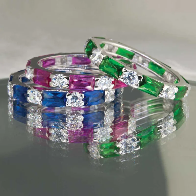 women's inspirational rings-Palm Beach Stacker Rings Green