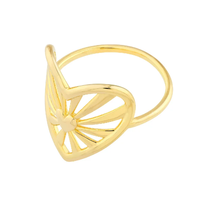 women's leaf rings-Open Center Heart Ring