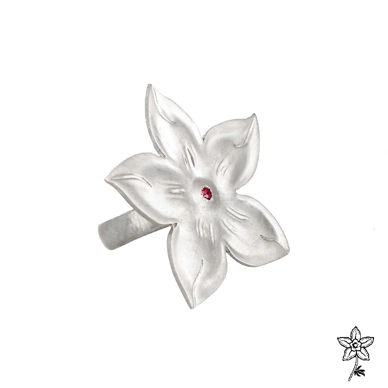 women's floral rings-SILVER FLEUR RING