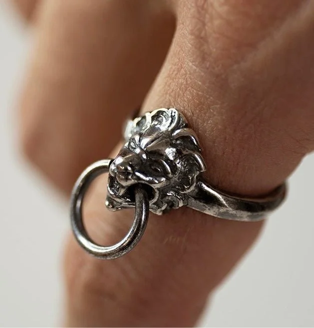 women's geometric rings-Lion ring