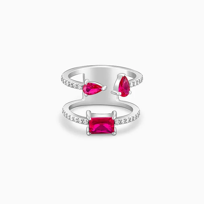 women's cross rings-Silver Pinky Faux Stack Ring