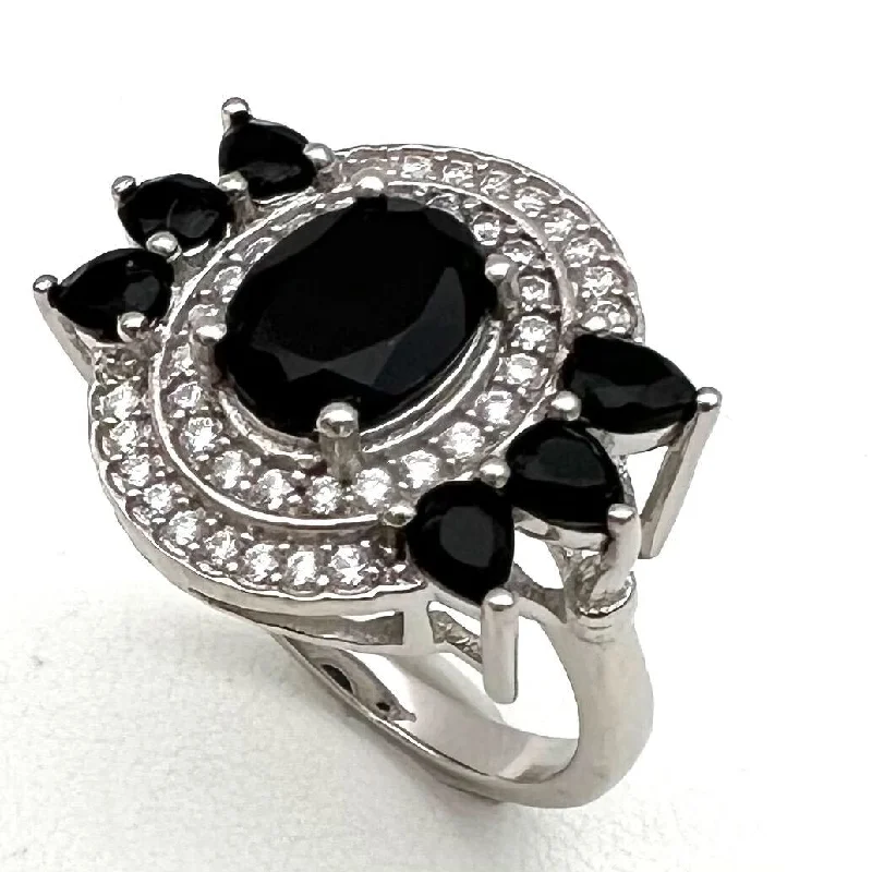 women's protective gemstone rings-Planetarium Ring - Black Onyx