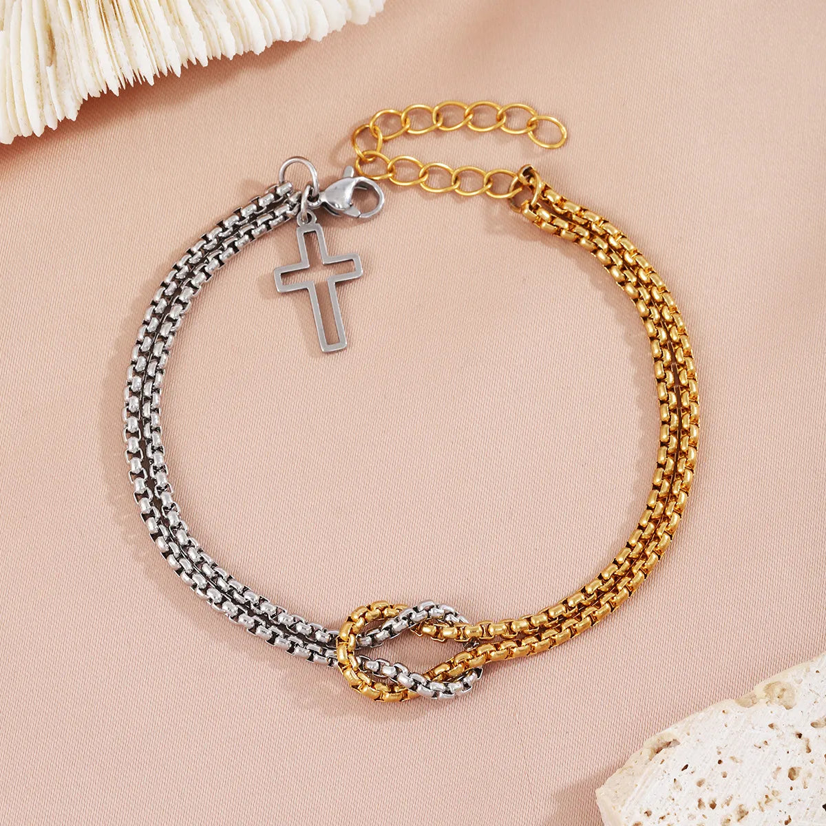 women's antique bracelets-Retro Punk Cross Stainless Steel Bracelets