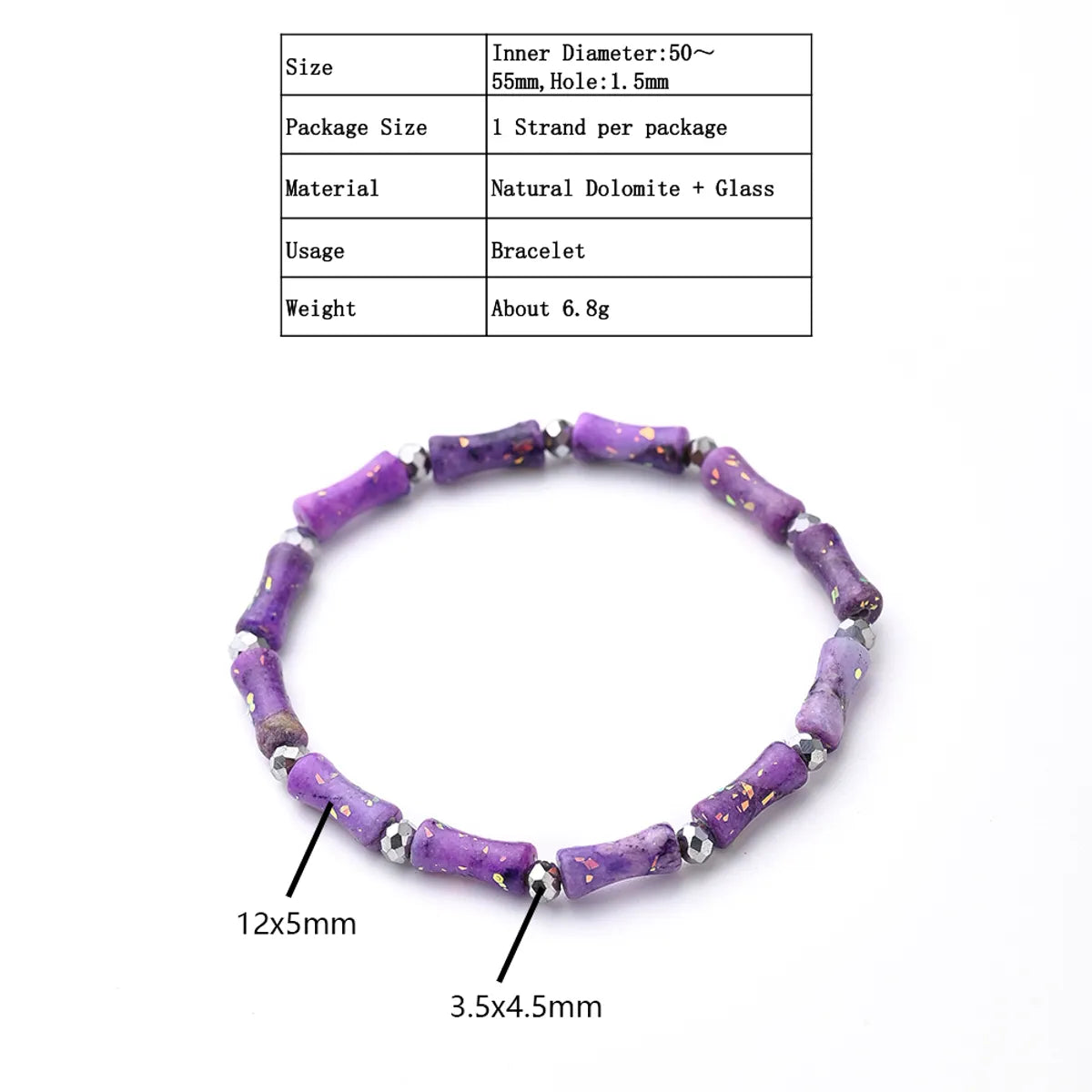 Purple (White Glass Beads)