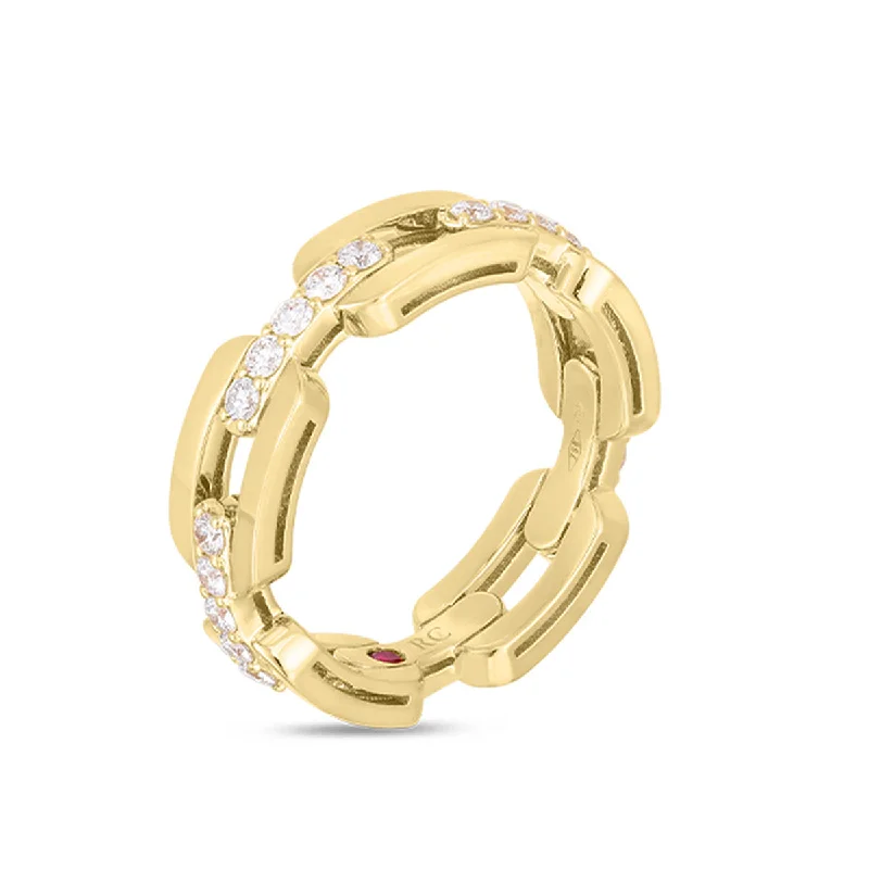 women's lab-grown diamond engagement rings-Roberto Coin Navarra Hard Chain Link Diamond Ring