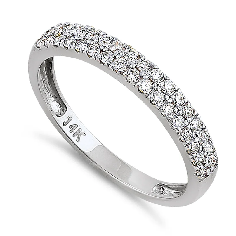 women's infinity engagement rings-Solid 14K White Gold Double Row 0.42 ct. Diamond Ring