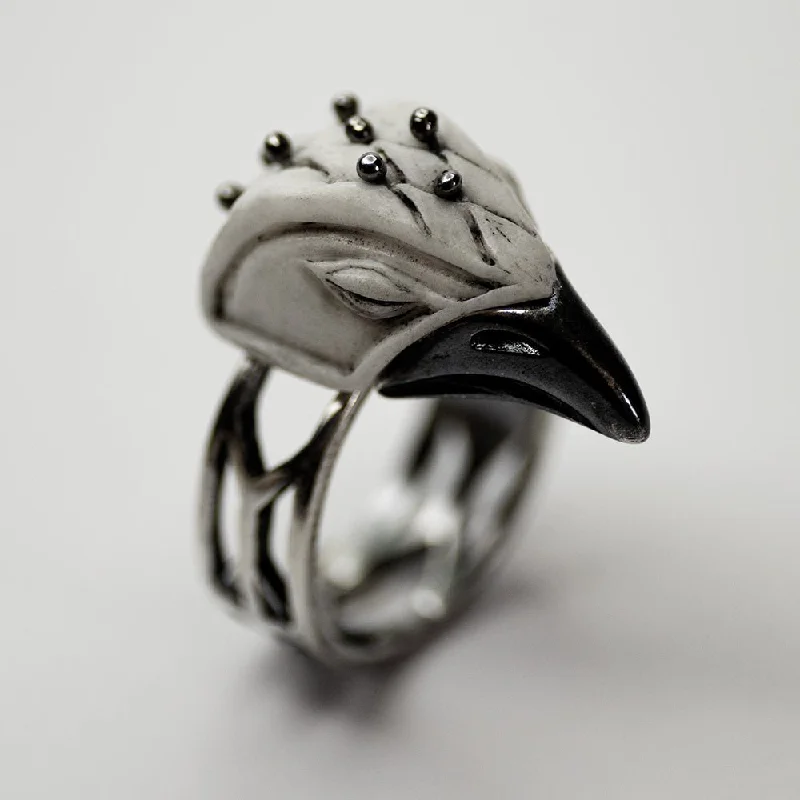 women's statement rings-Sleeping bird ring