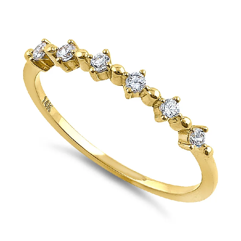 women's sun engagement rings-Solid 14K Yellow Gold Classic Row 0.18 ct. Diamond Ring