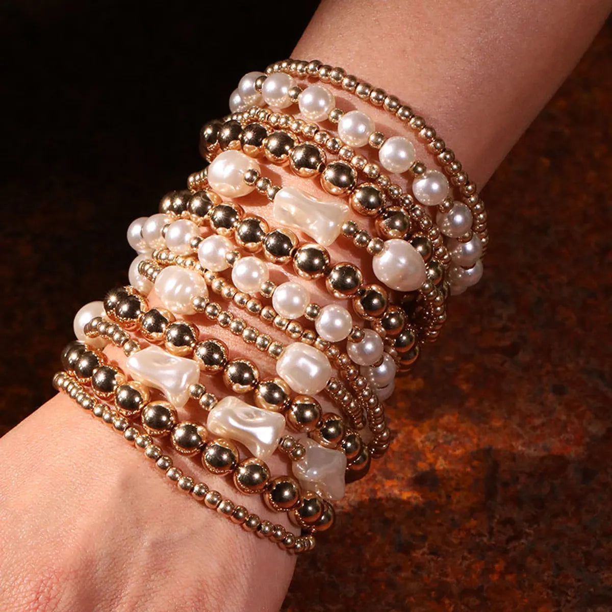 women's silver bracelets-Simple Style Commute Round ABS Imitation Pearl Wholesale Bracelets