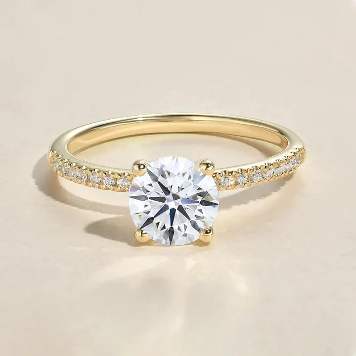 women's gothic engagement rings-1.0-2.0ct Round Classic 4-Prong Solitaire Lab Grown Diamond Ring