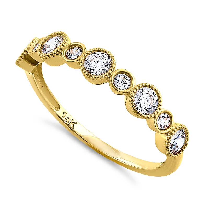 women's asymmetrical engagement rings-Solid 14K Yellow Gold Alternating Pattern 0.79 ct. Diamond Ring