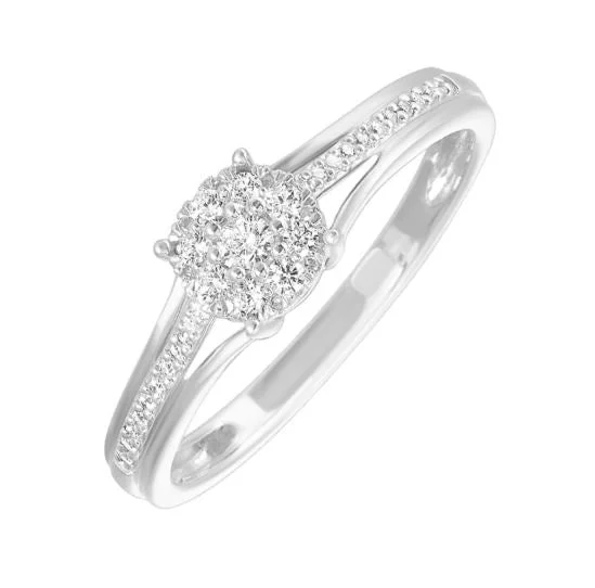 women's floral engagement rings-10K White Gold 0.20cttw Diamond Engagement Ring