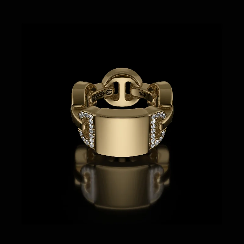 women's bohemian rings-BRUTE CLASSIC TRI-LINK MONOGRAM WITH DIAMONDS