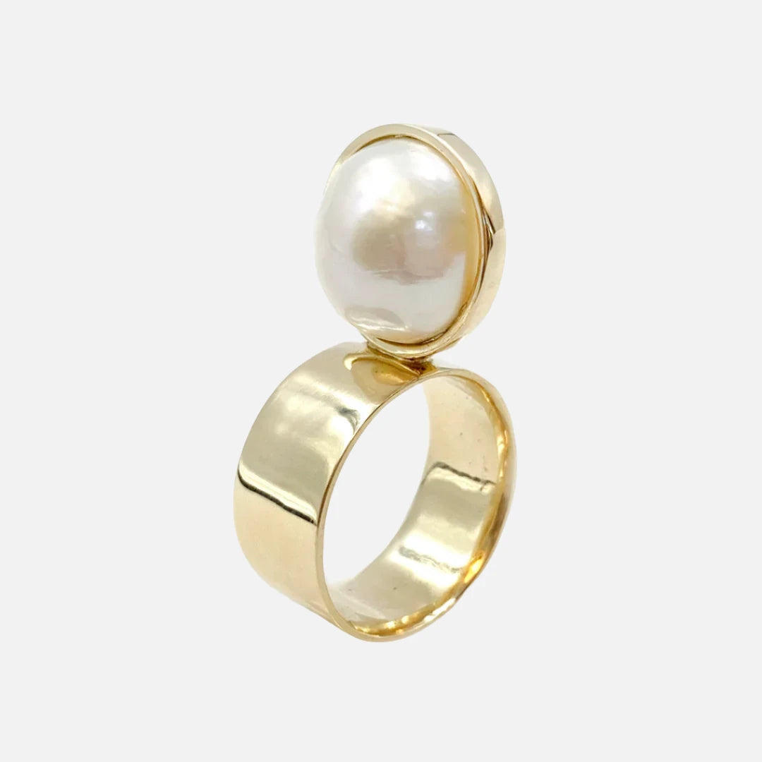 women's heirloom rings-Perched Setting Ring With Pearl