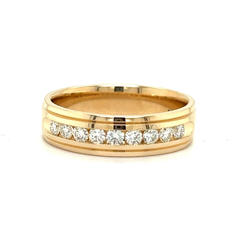 women's split band engagement rings-14K Yellow Gold 0.48cttw I1 H-I Channel Set Dia Wedding Band