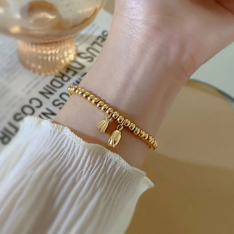 Lotus Seedpod Stretch Gold Bracelet