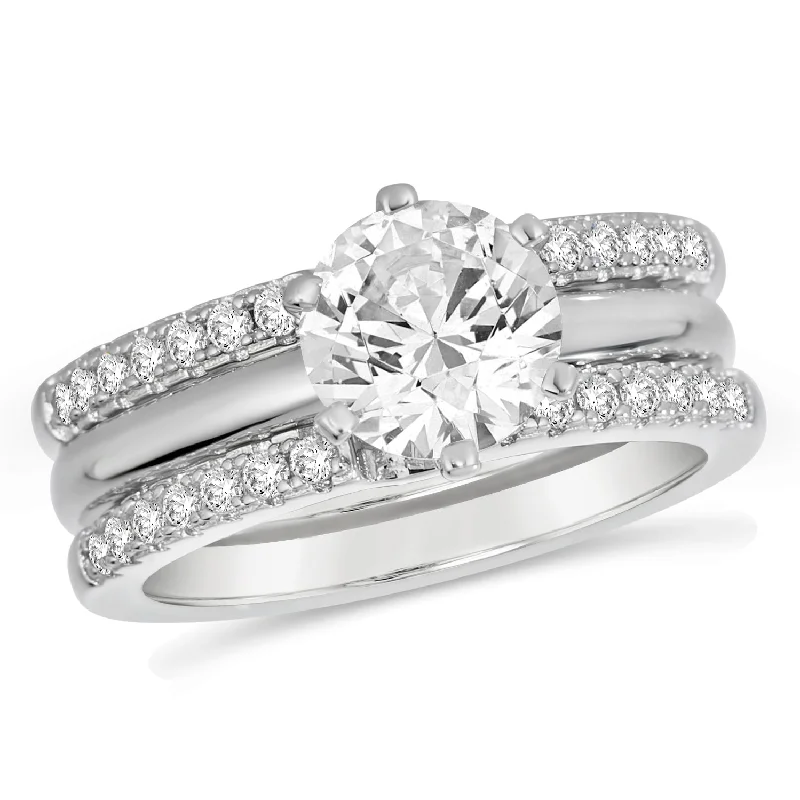 women's couple rings-2 Carat Wedding Set