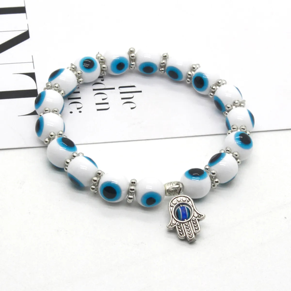 White and Blue Beads Bracelet 6