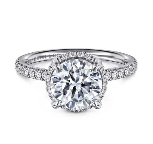 women's floating diamond engagement rings-14K White Gold 0.27cttw SI2 G-H Diamond Semi-Mount Engagement Ring by Gabriel