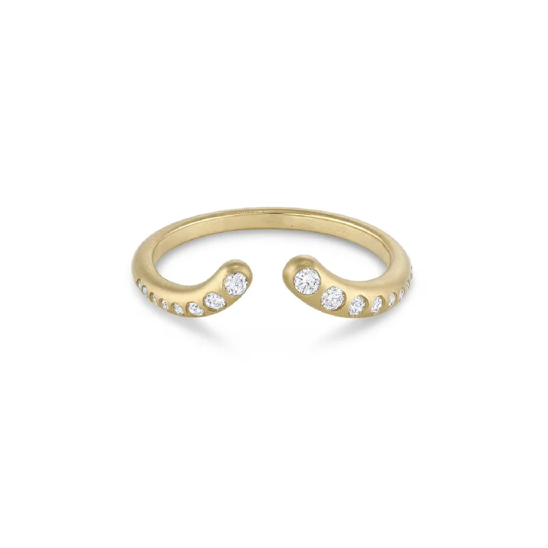 women's dainty rings-Diamond Nesting Cuff Ring