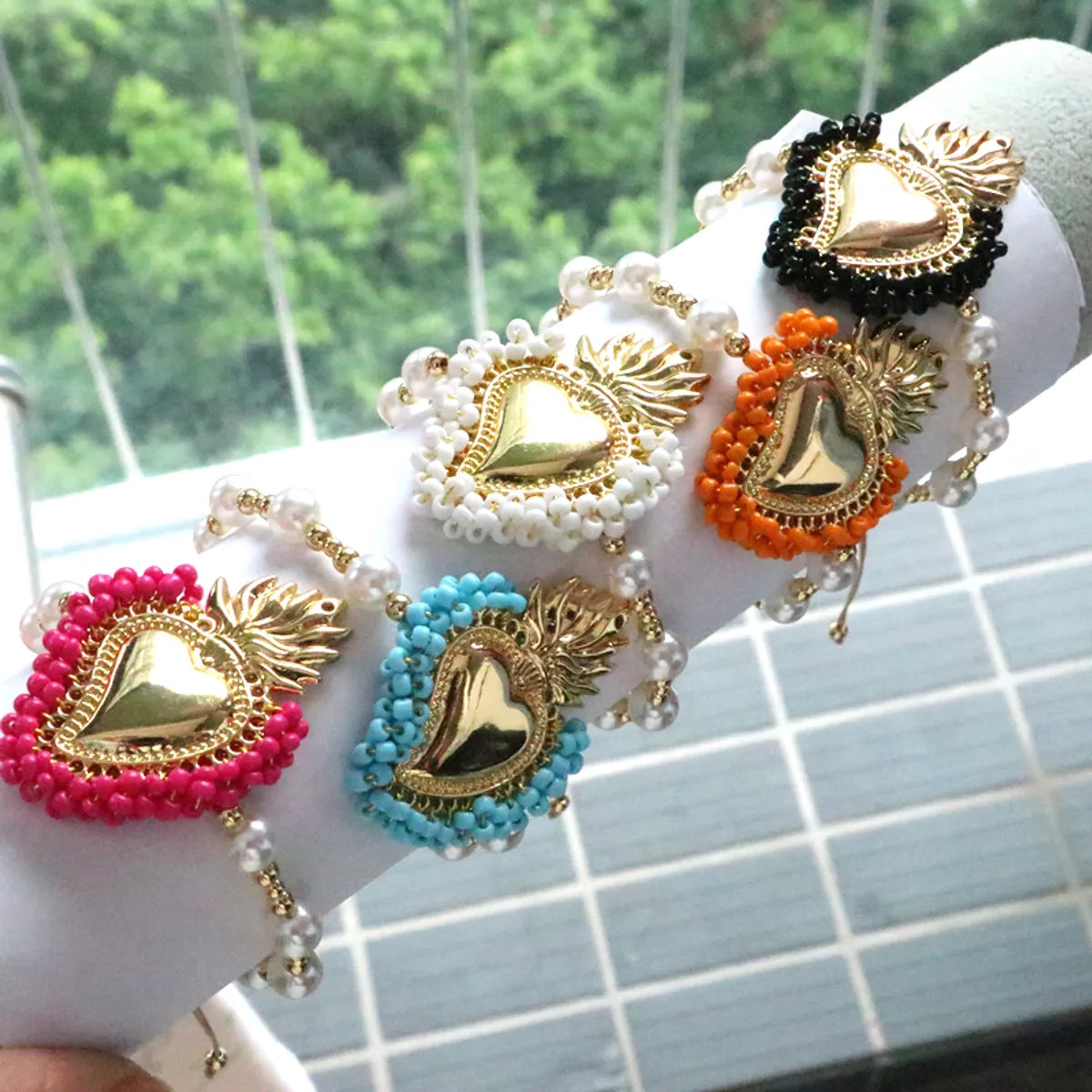 women's matching bracelets-Wholesale Vintage Style Simple Style Heart Shape Copper Beaded Plating 18K Gold Plated Bracelets