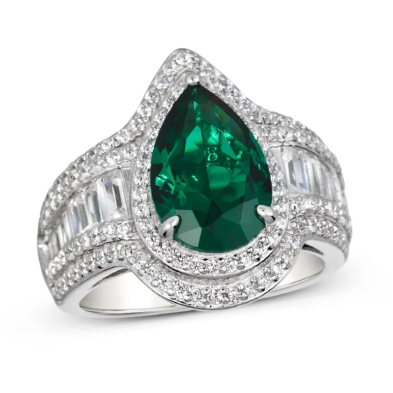 women's bold rings-Montage Green Emerald Ring