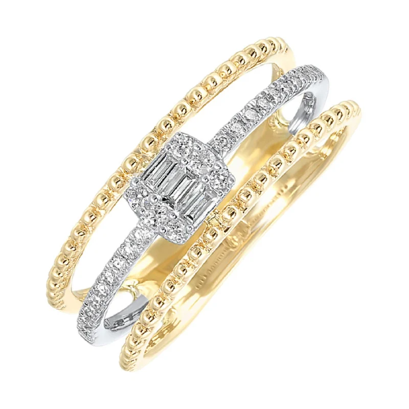 women's cubic zirconia engagement rings-10K White & Yellow Gold 0.2cttw Diamond Ring