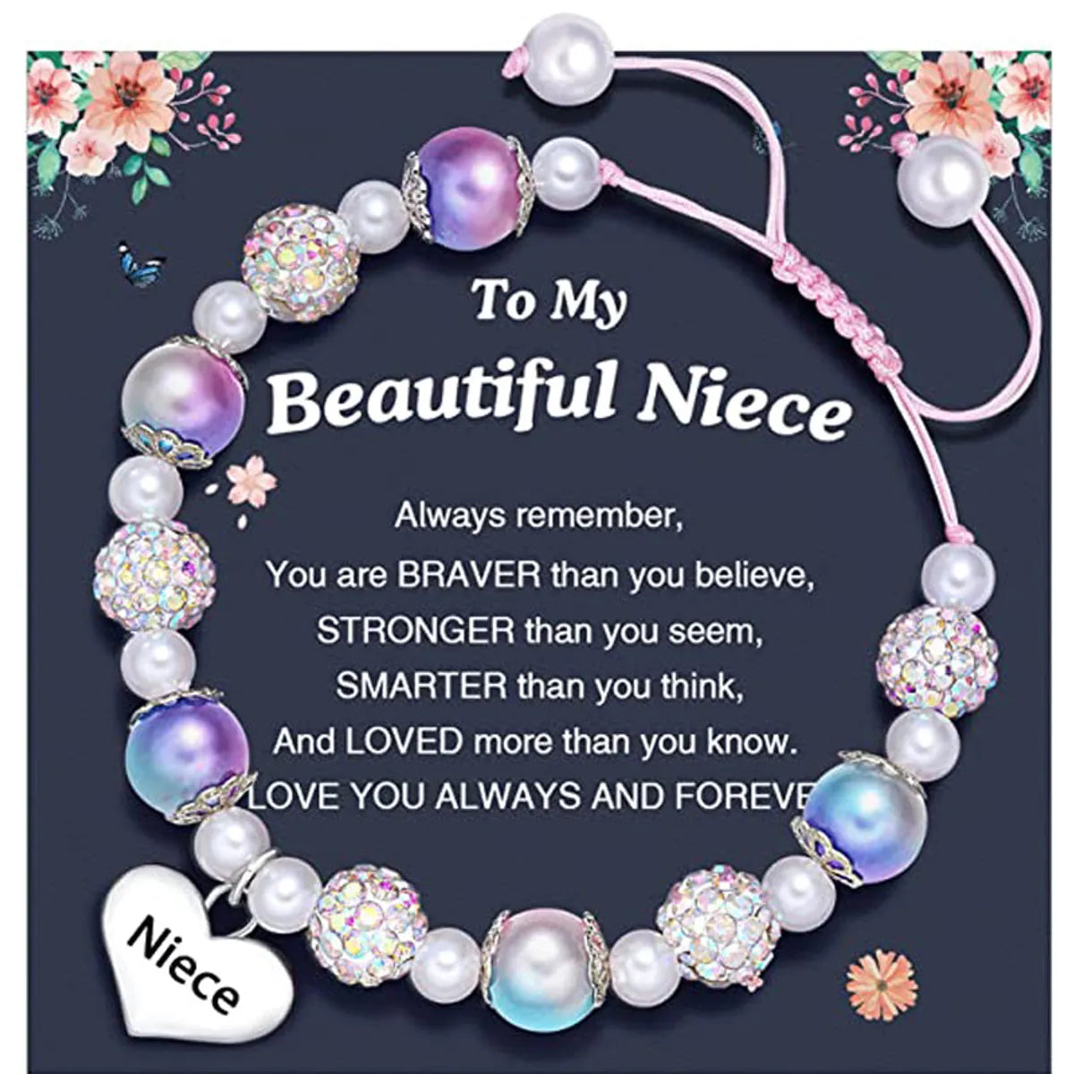 Engraved Niece Blue Purple Niece Card