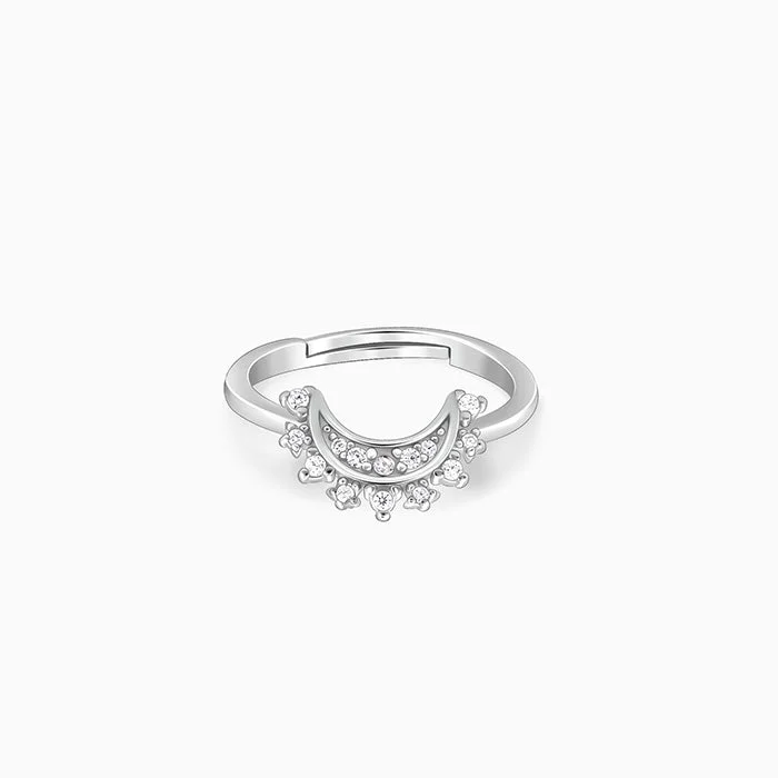 women's vintage-style rings-Silver See The Moon Ring