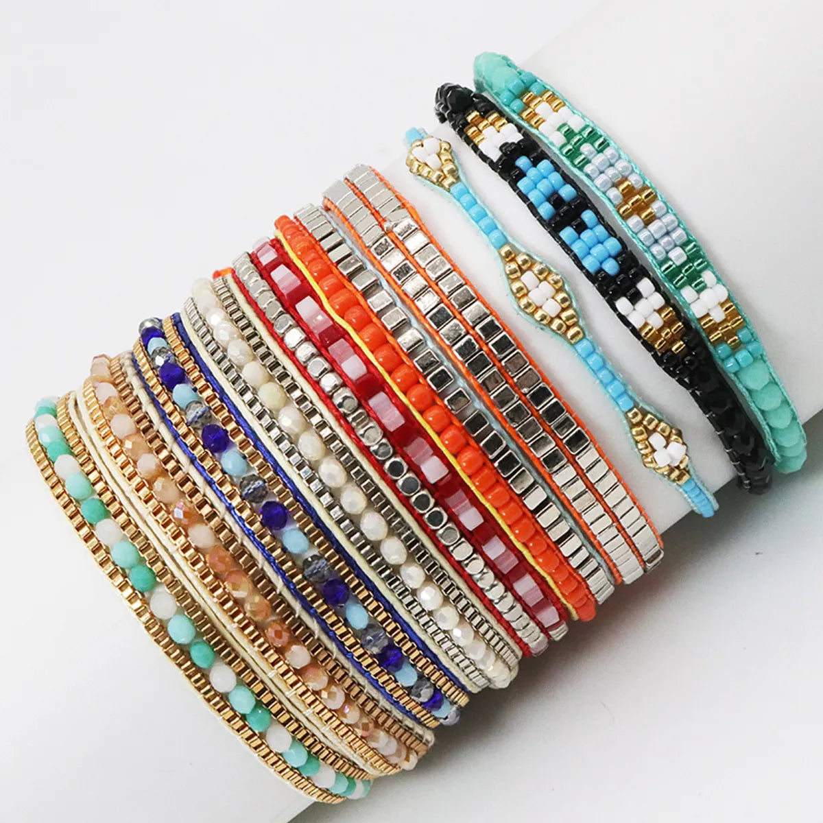 women's engraved bracelets-Vintage Style Vacation Simple Style Geometric Beaded Artificial Crystal Glass Wholesale Bracelets