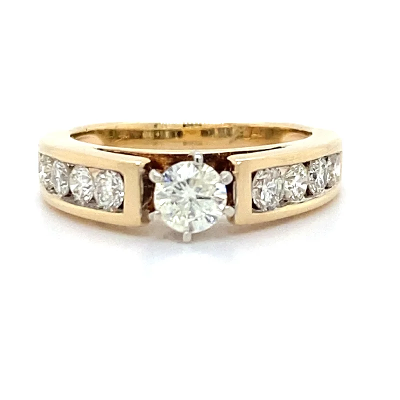 women's low-profile engagement rings-Estate 0.86cttw Channel Set Engagement Ring