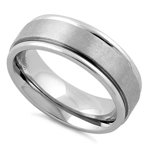 women's platinum engagement rings-Stainless Steel Satin Finish Wedding Band Ring