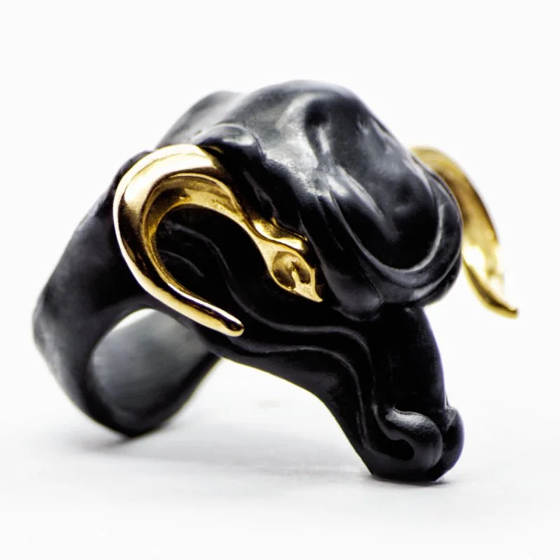 women's opal rings-Black Minotaur ring - final sale