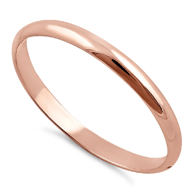 women's diamond engagement rings-Solid 14K Rose Gold 2mm Wedding Band