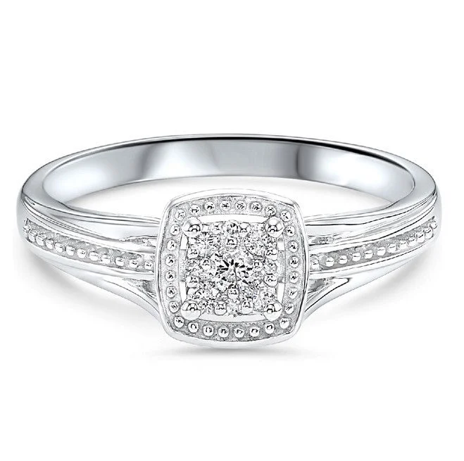 women's pave engagement rings-10K White Gold 0.10cttw I1 H-I Diamond Ring