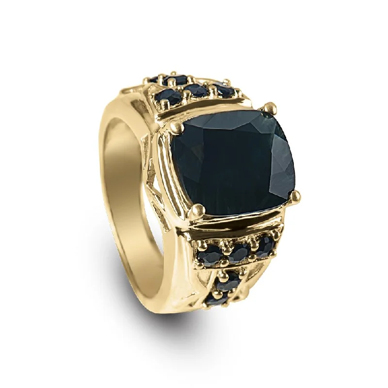 women's platinum rings-Midnight Sapphire Men's Ring